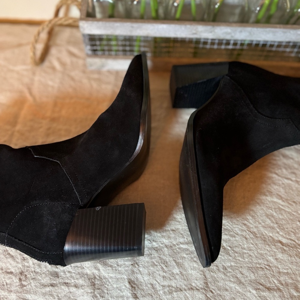 Zara Cowboy Split Suede Leather Heeled Ankle Boots Black Size 36 UE, Size 6 US. - Picture 7 of 14